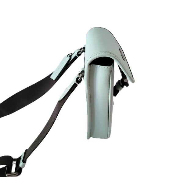 Coach CAJ42 Racer Phone Crossbody Smooth Leather Bag Mens Light Blue - Picture 6 of 8